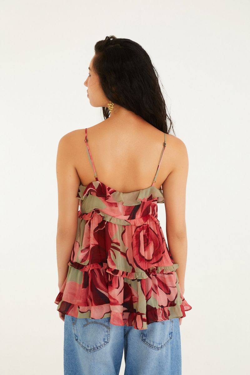 Blusa Estampada Rosas Pintadas