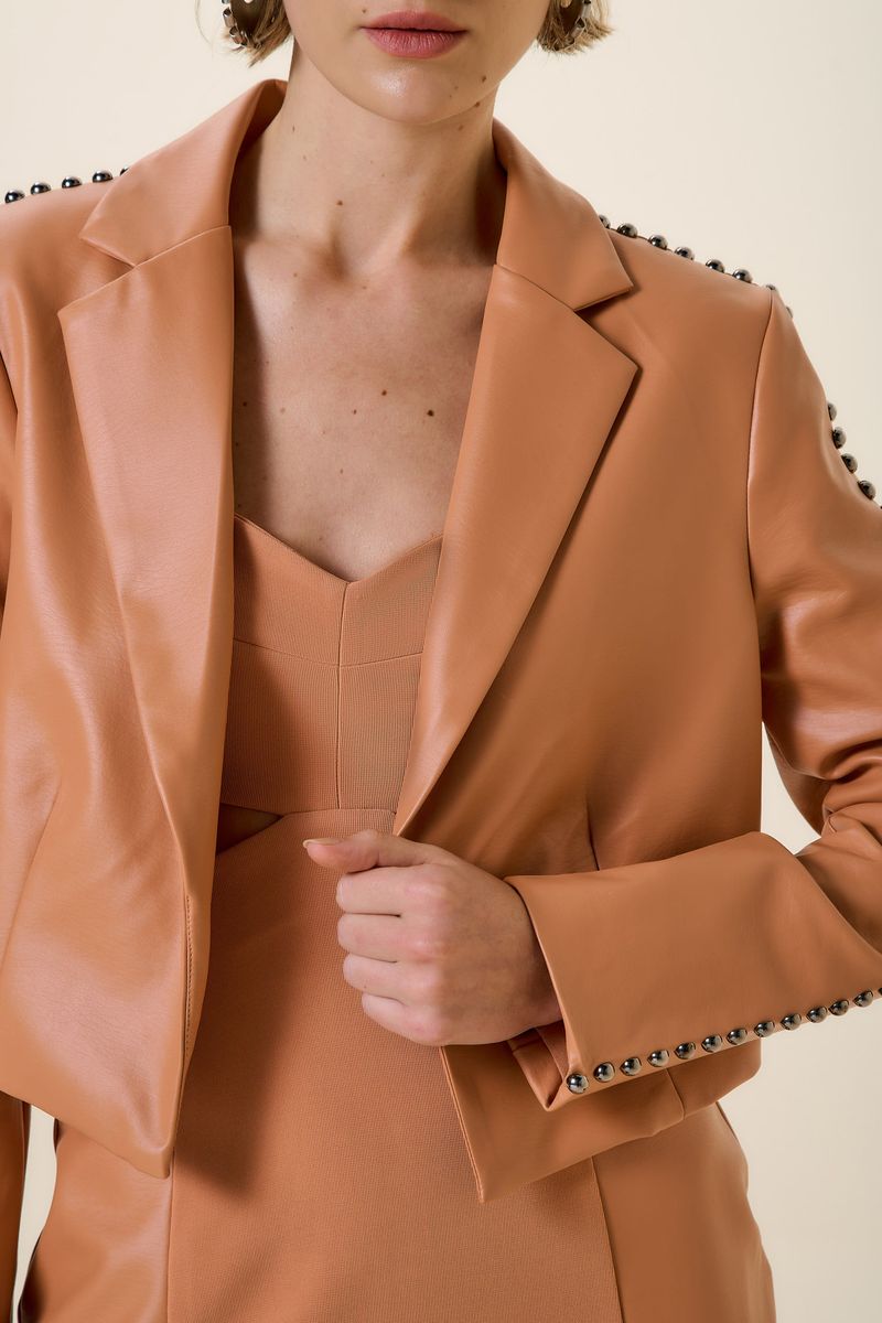 SPENCER COURO BORDADO CAMEL