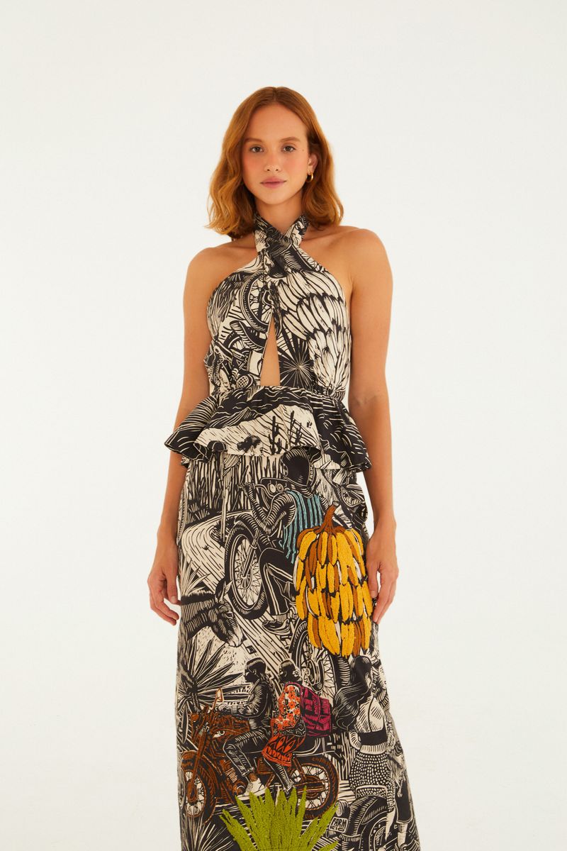 Vestido Midi Estampado Pb Ruta