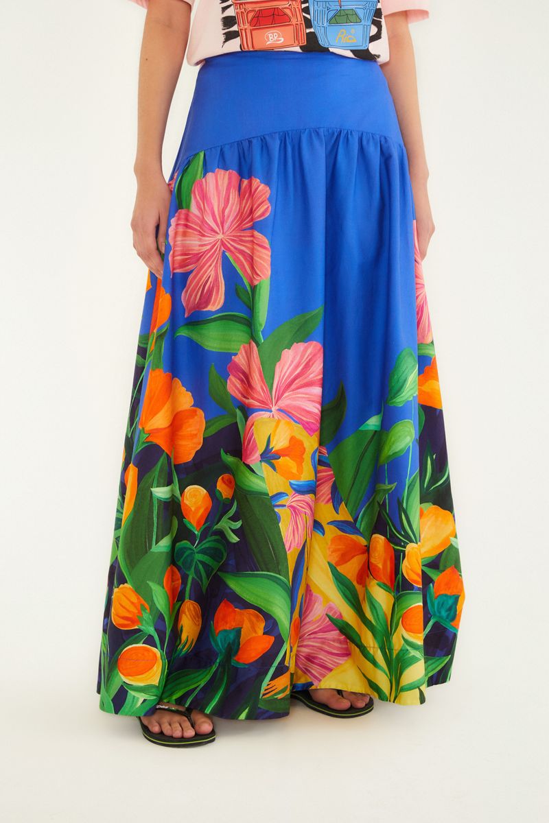 Saia Evasê Estampada Tarsila
