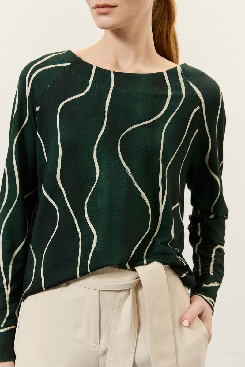 Blusa manga longa instrumentos verde jazz