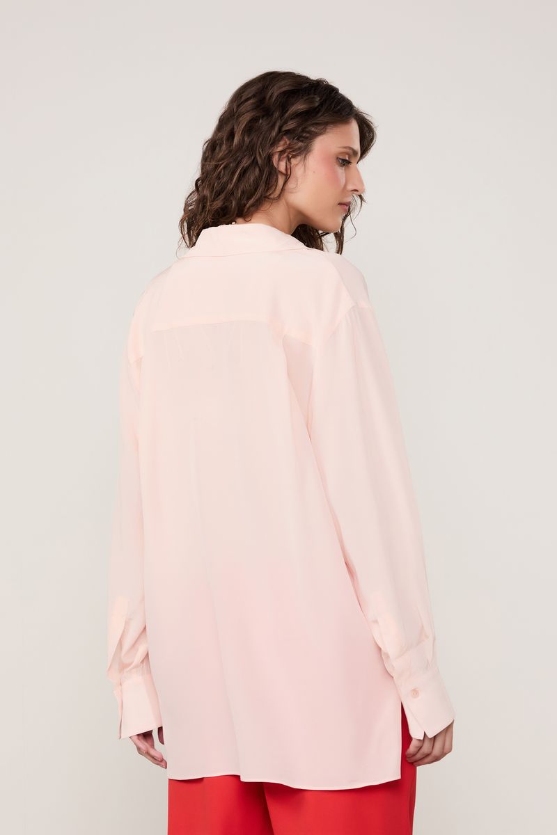 Camisa De Seda Ampla Rosa