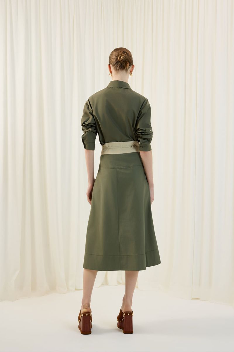 Saia midi tecno bicolor verde oliva