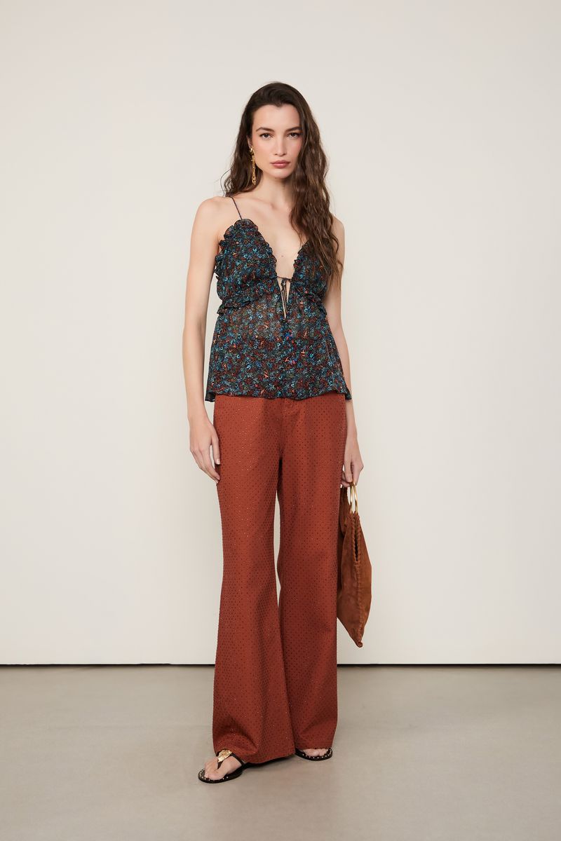 Blusa De Georgette Leve De Alça Decote Amarração