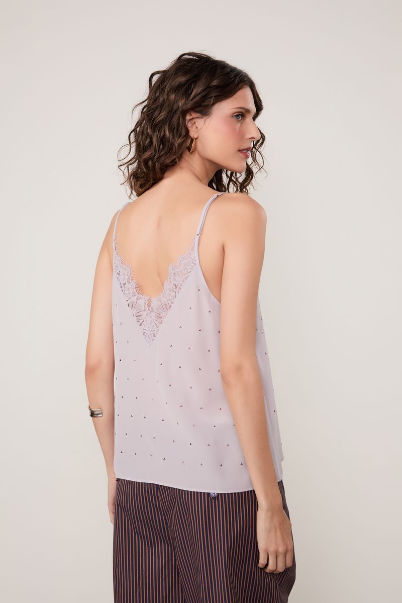 Regata De Seda Com Strass e Renda Lilás rain