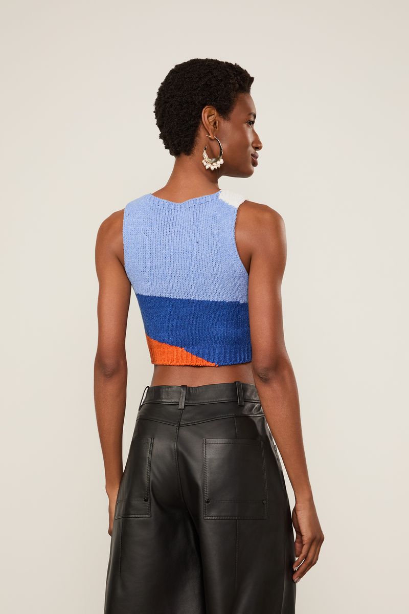 Blusa De Tricot Cropped Ponto Atoalhado Mix Cores