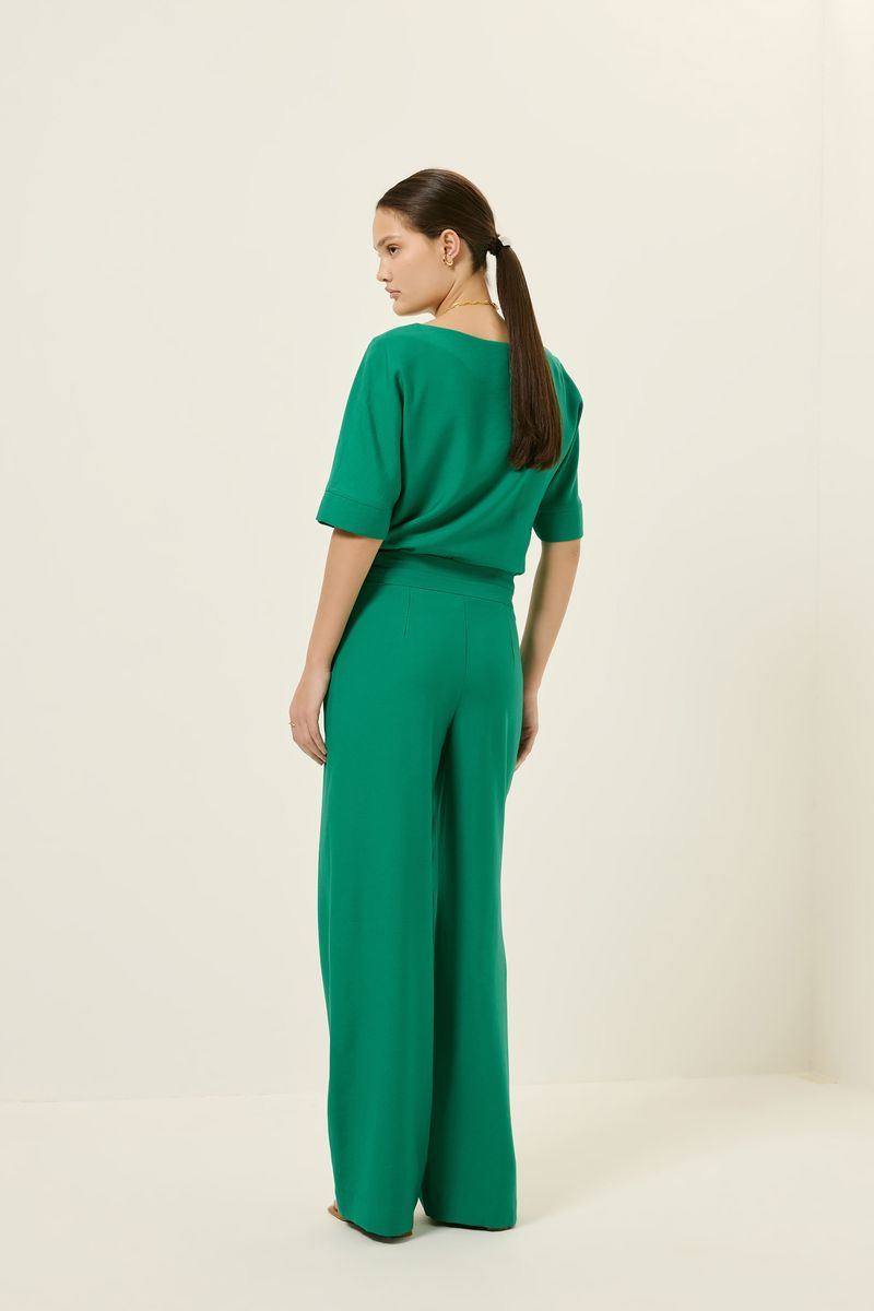 Calça detalhe argola cós verde classico