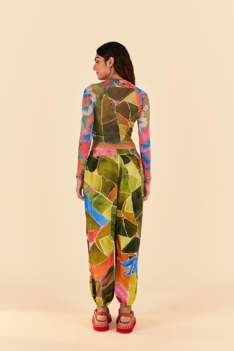 Blusa Cropped Patch Estampada Brasil Tropical
