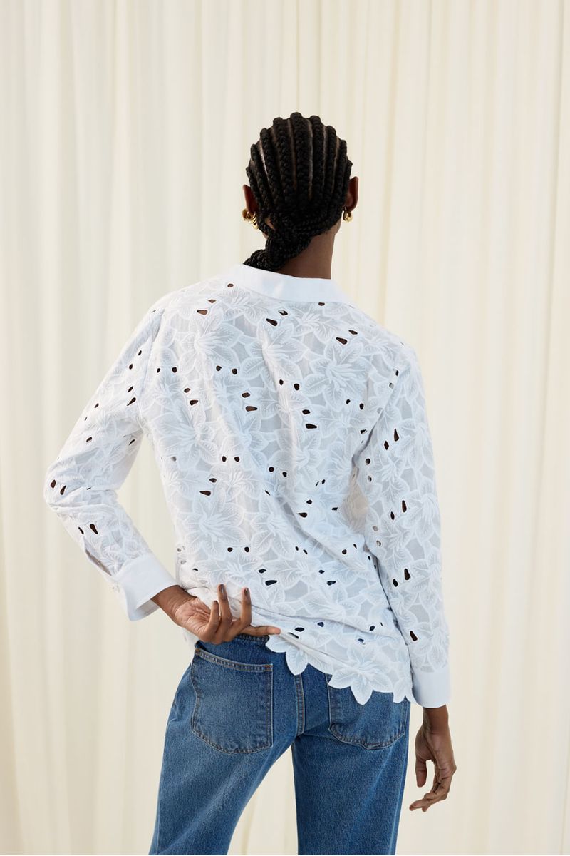 Camisa túnica bordado branco