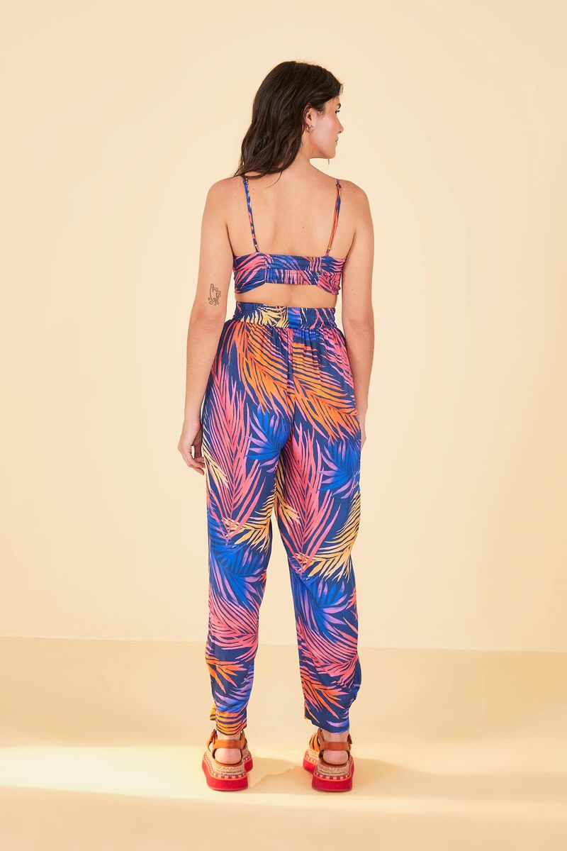 Top Argola Estampado Folhagem Sossego
