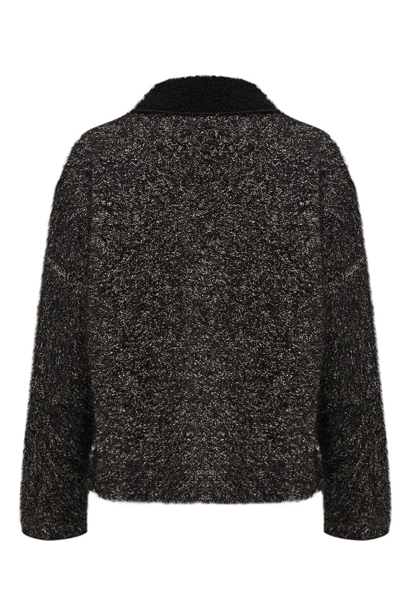 Casaco chenille lurex preto