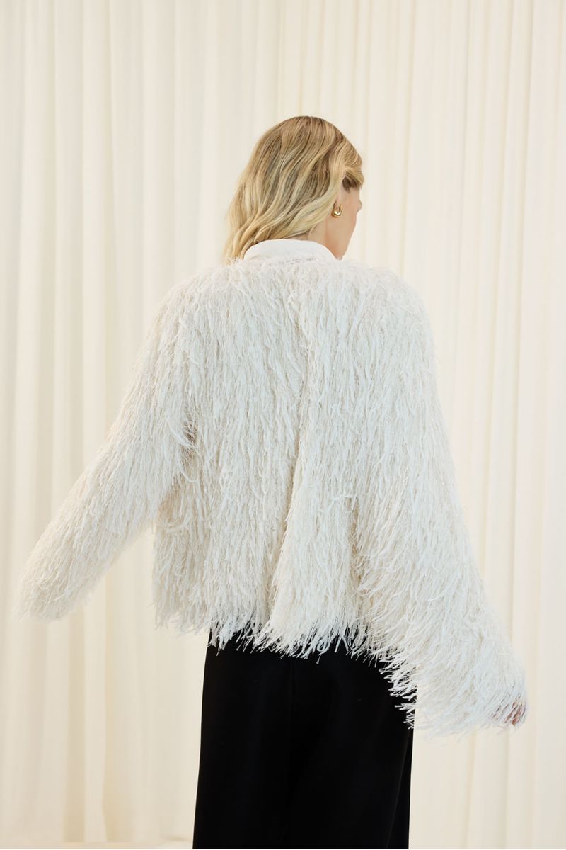 Casaqueto festa plumas off white