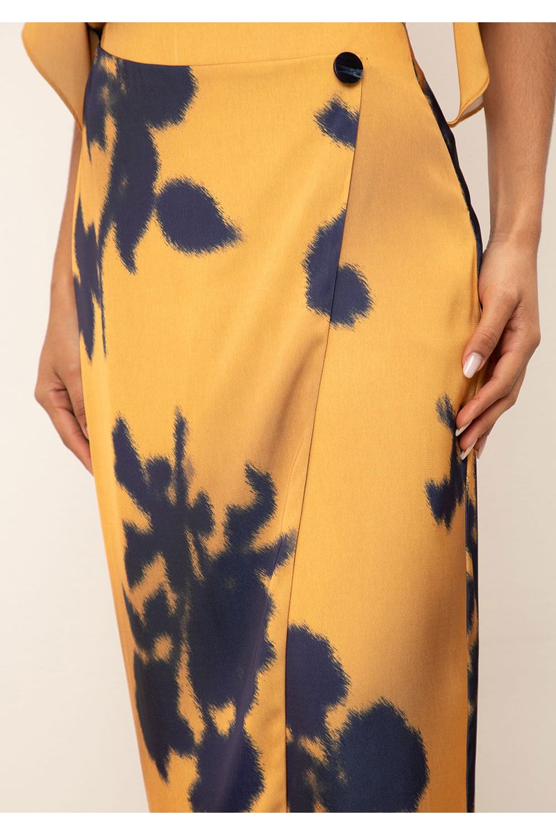 Saia Iódice Reta Alta Longa Amarelo