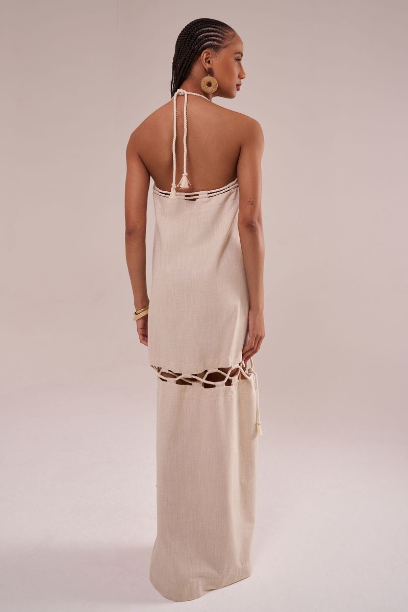 Vestido Modular Em Linho Com Algodão Cordel