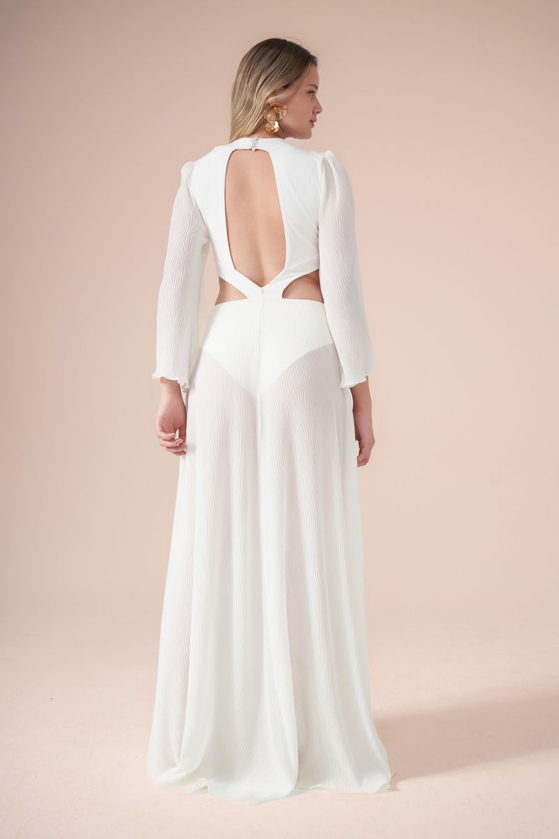 Vestido Aretha Plissado Off White