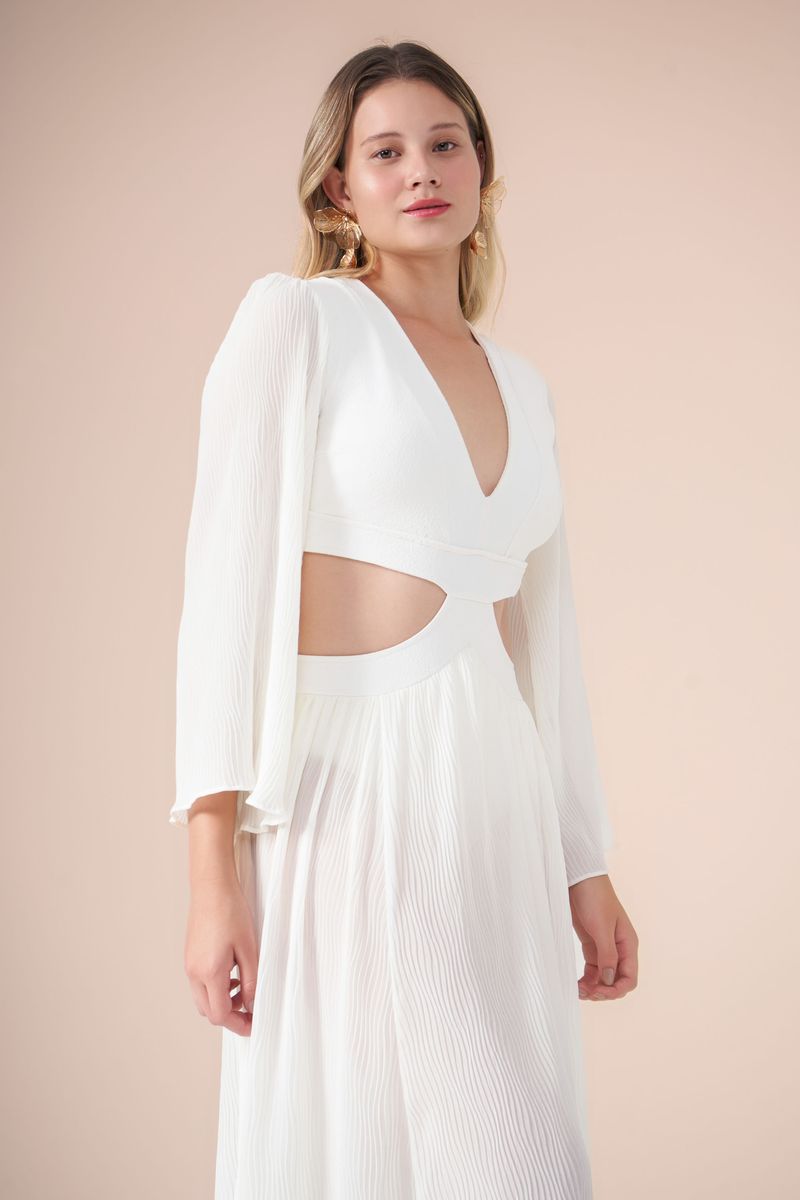 Vestido Aretha Plissado Off White