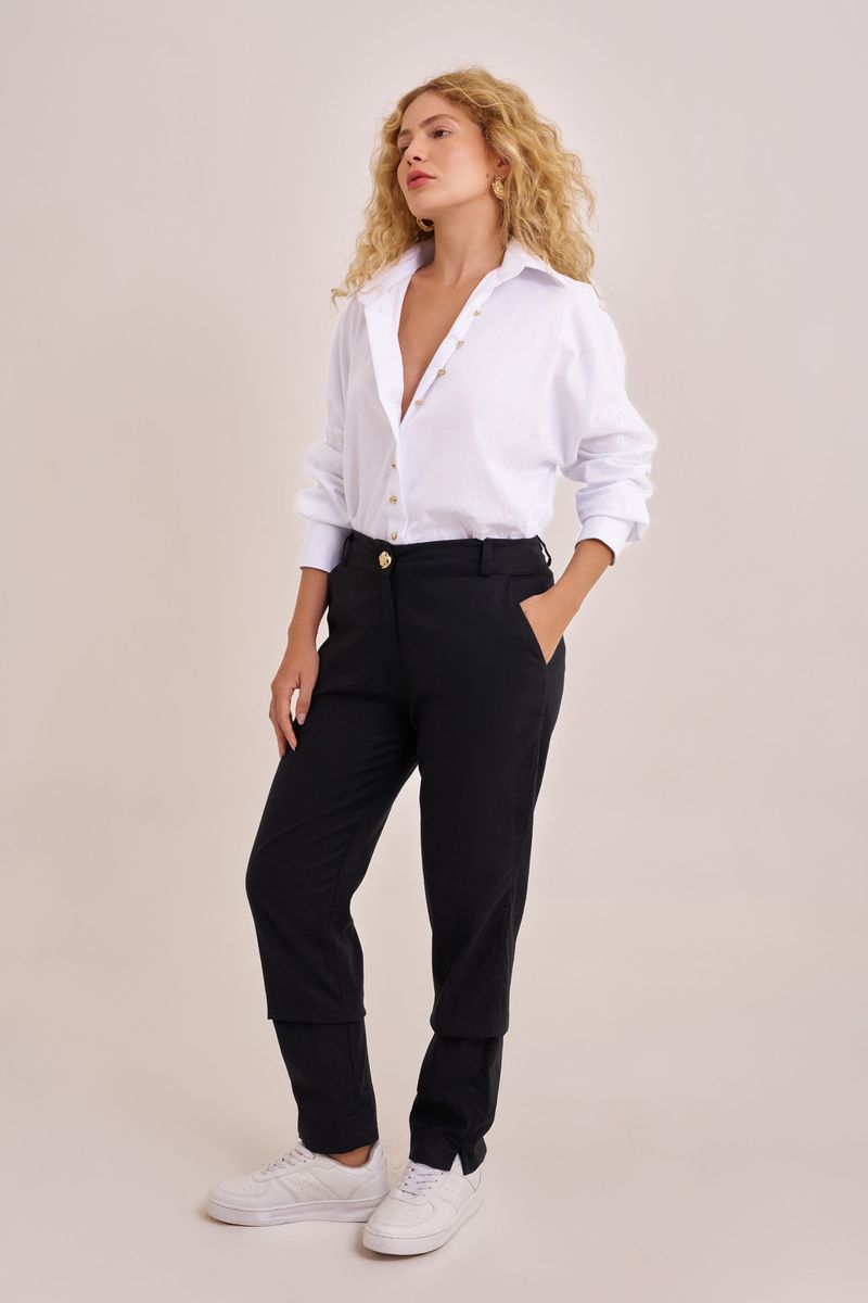 Calça Ciclos Linho Cigarrete Preta