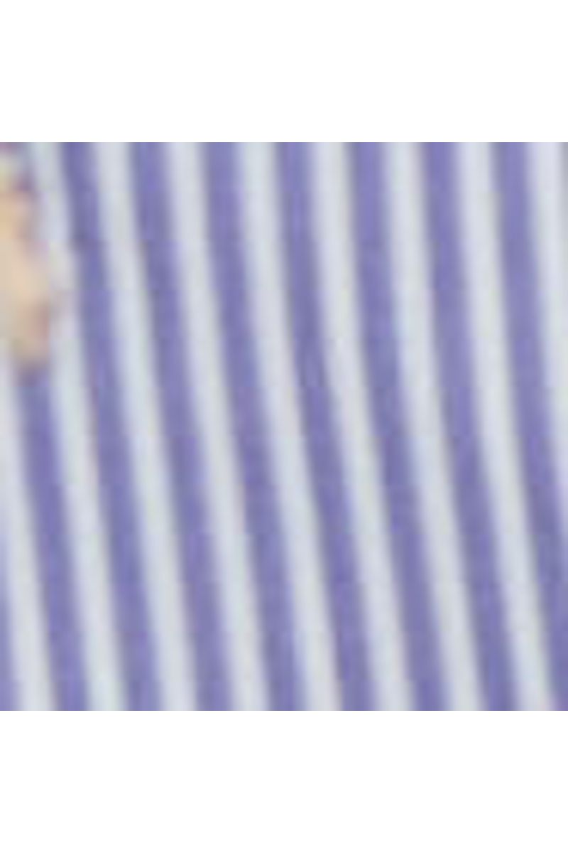 Saia De Algodão Midi Listrada Azul e Off White Com Bordados