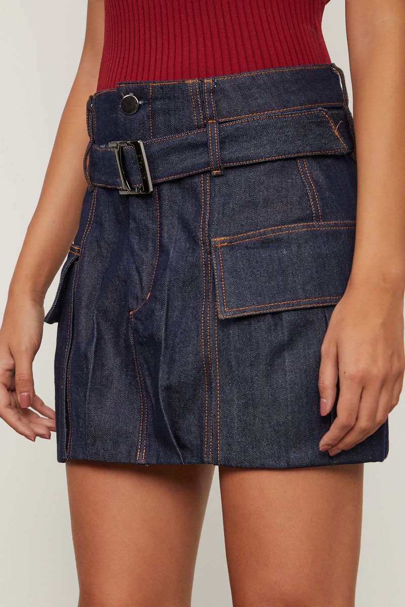 Saia Jeans Curta Volume
