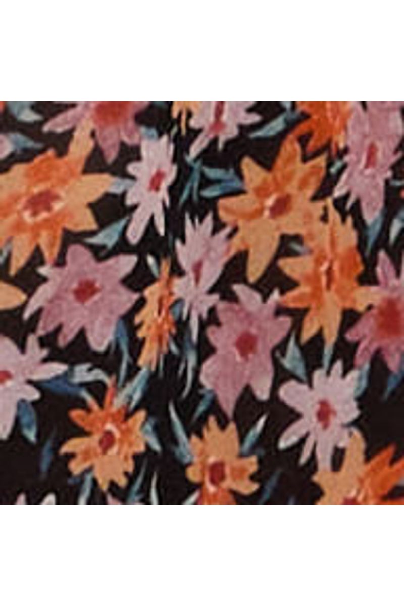 Vestido De Georgette Leve Midi Manga Longa Estampado