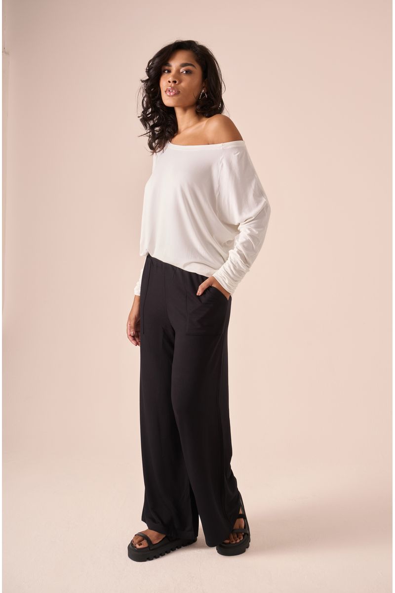 Calça Pantalona Bamboo Preta