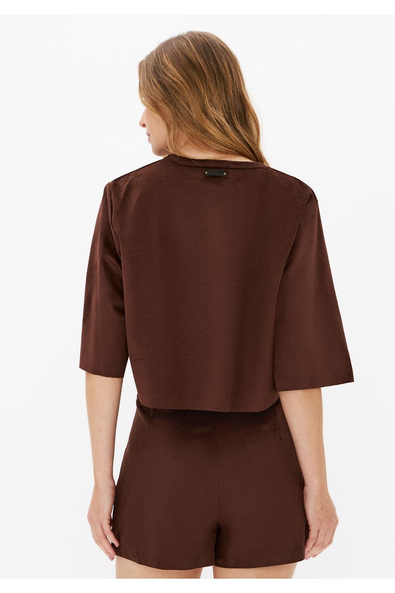 Blusa Cropped De Camurça