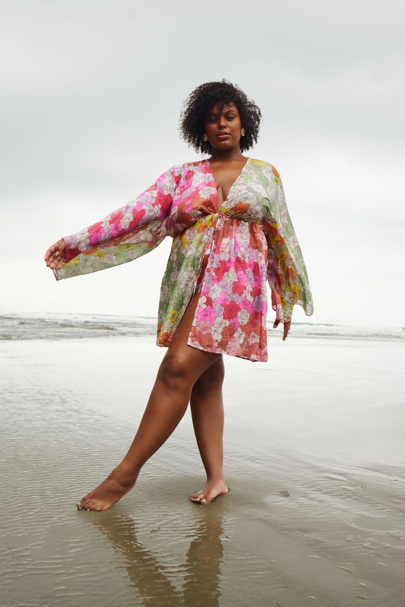 Kimono Em Seda 4 Estações