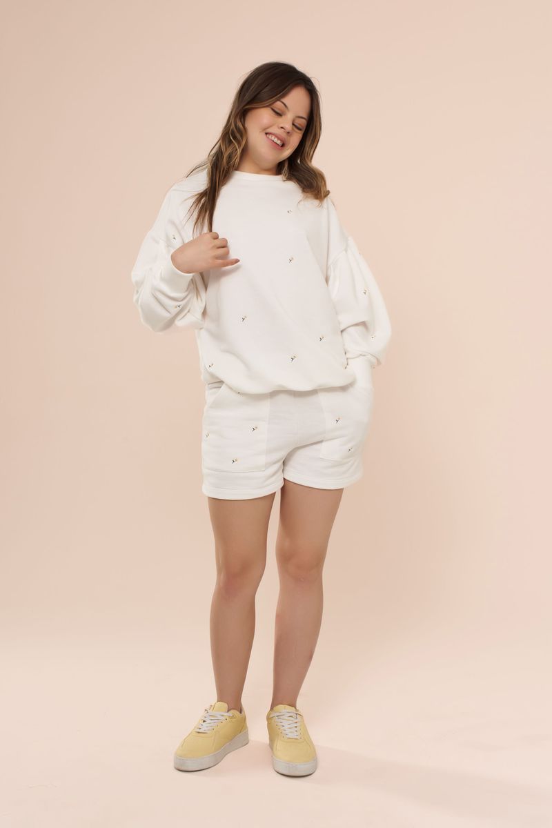 Shorts Moletom Bem Me Quero Off White