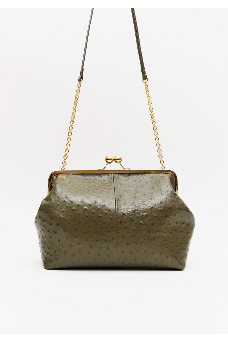 Bolsa Clutch Couro Com Enfeite