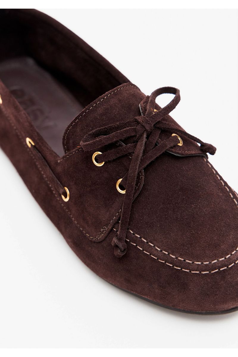 Mocassim Flat Com Amarração Couro