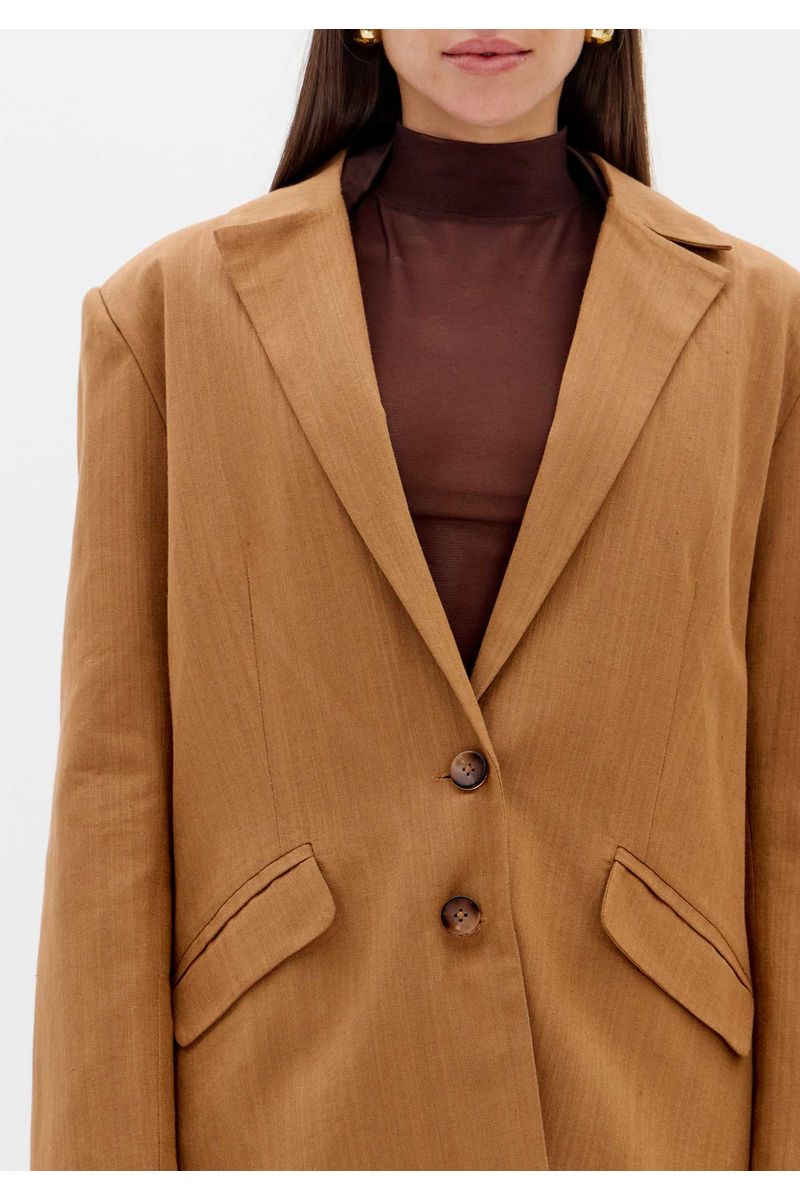 Blazer Tradicional Alongado Com Linho