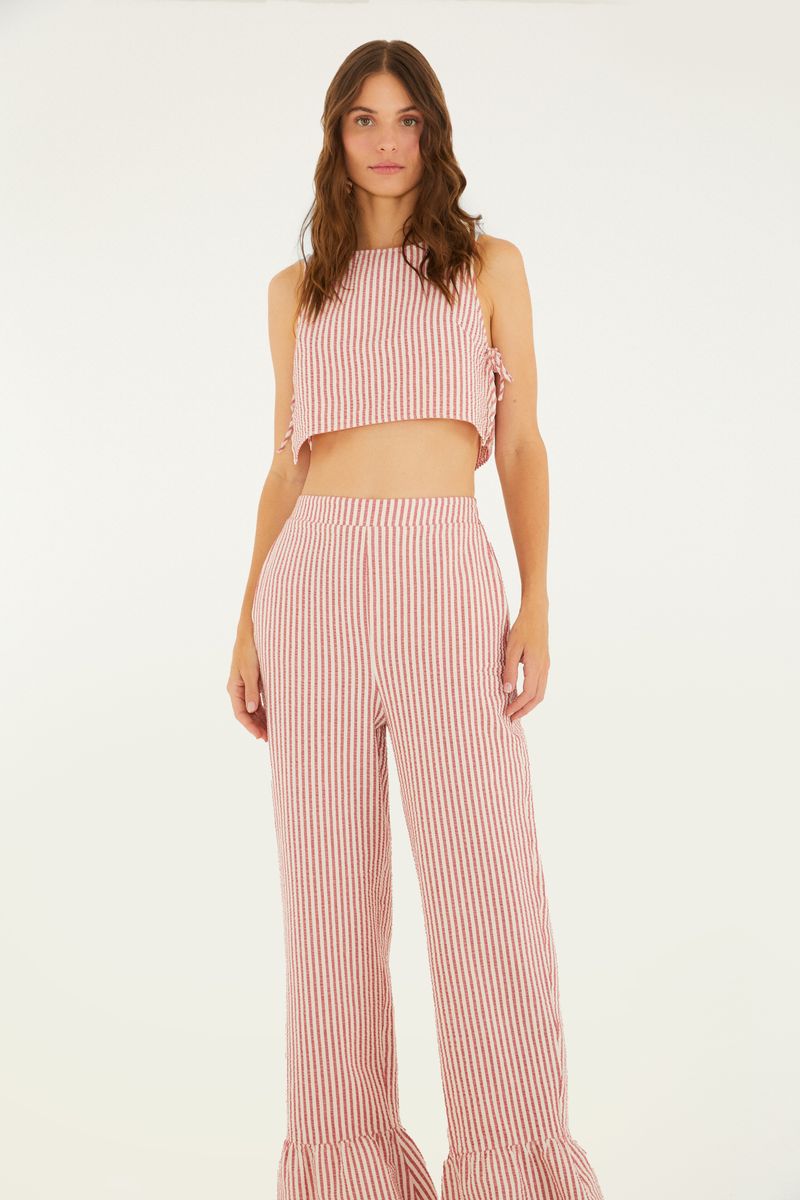 Calça Babado Fio Tinto