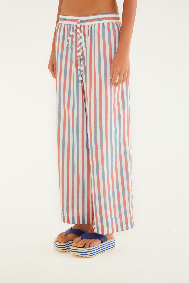 Calça Fio Tinto Listras Hibisco