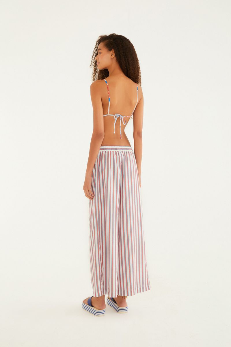 Calça Fio Tinto Listras Hibisco