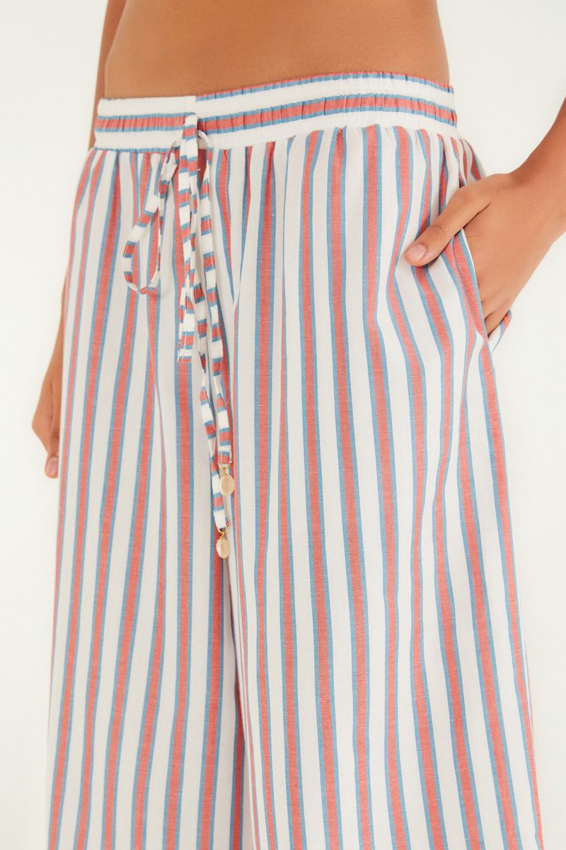 Calça Fio Tinto Listras Hibisco