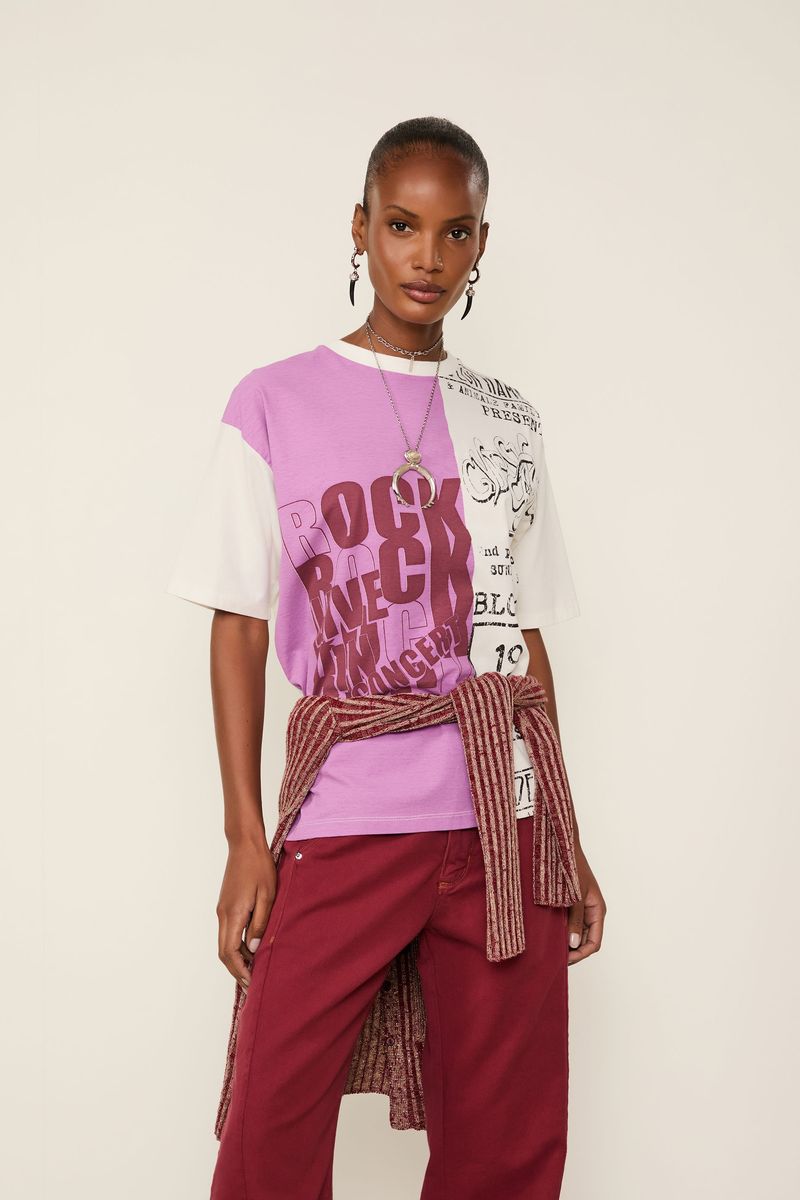 T-Shirt De Malha Fun Off Com  Roxo