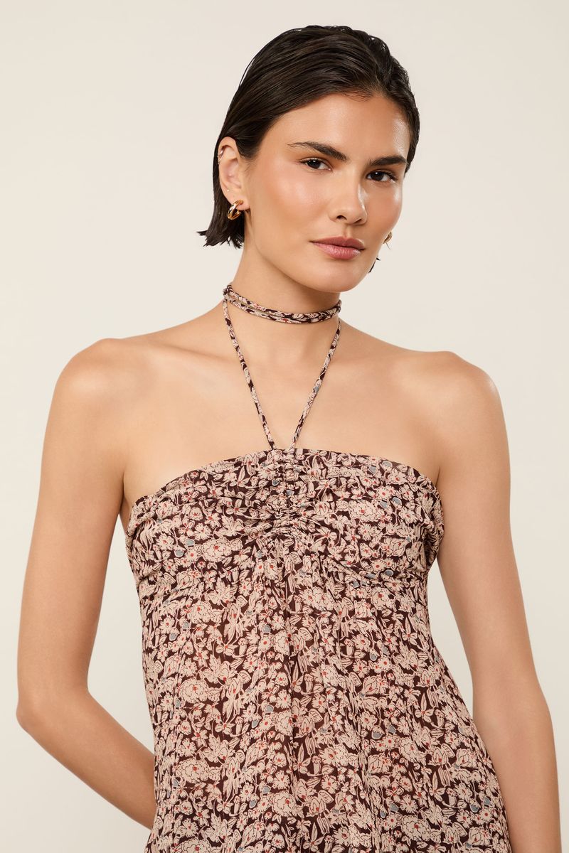 Top De Georgette Estampado Amarração