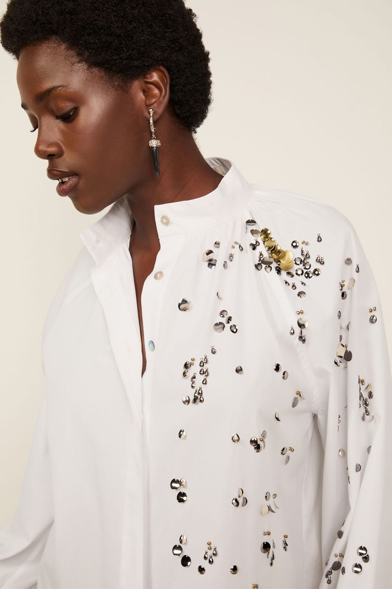 Camisa De Tricoline Com Bordado