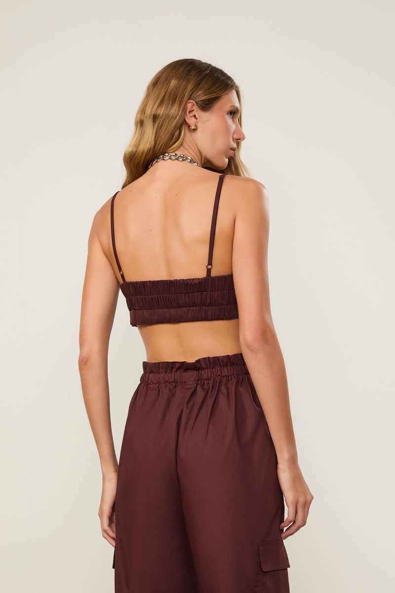 Top De Algodão Recortes Marrom Boho