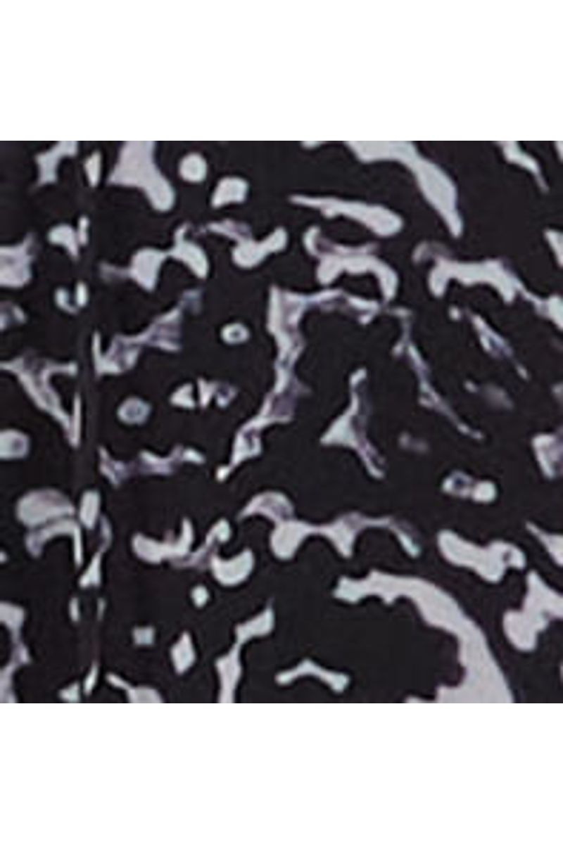 Vestido De Georgette Leve Midi Manga Longa Estampado Decote v