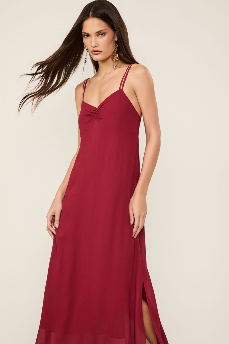 Slip Dress De Georgette Vermelho Wing Alça Com Detalhe