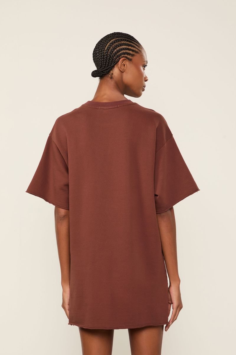 Vestido De Moletom Fun Curto Rock Marrom