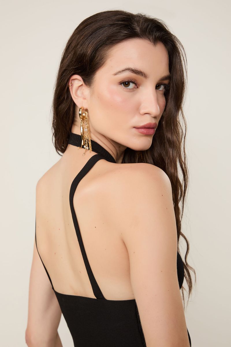 Top De Tricot Cropped Decote Costas