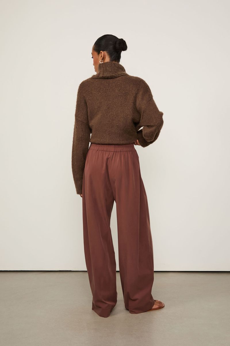 Calça Cós De Elástico Marrom Choco