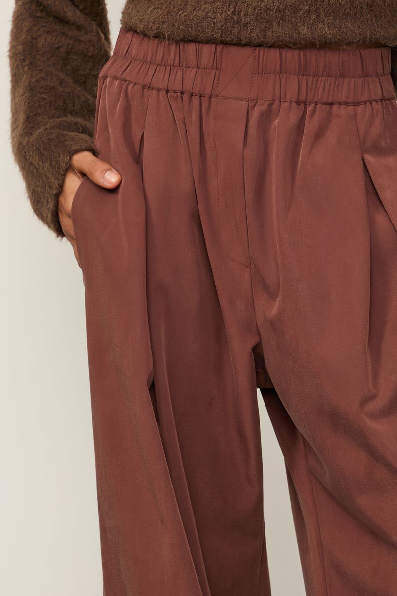 Calça Cós De Elástico Marrom Choco