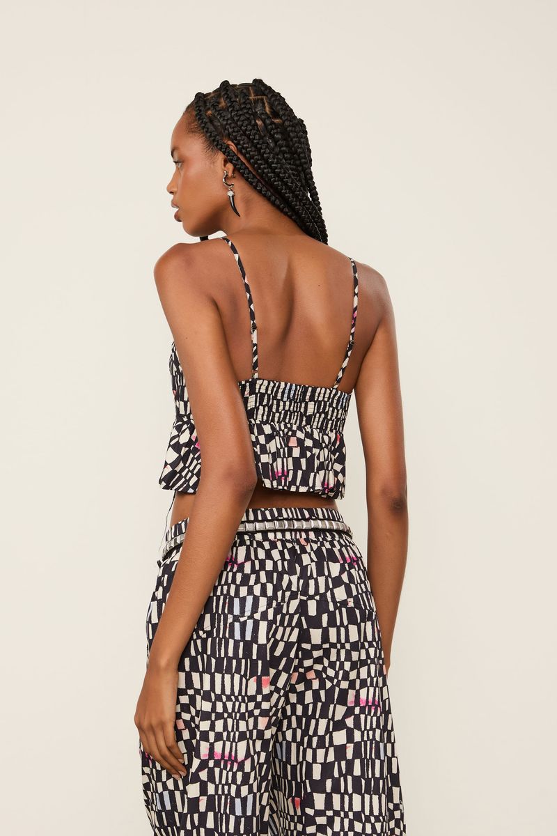 Topinho De Algodão Peplum Estampado
