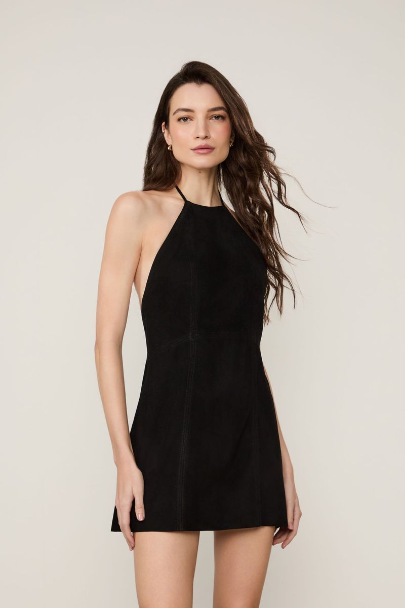 Vestido De Chamois Curto Frente Única