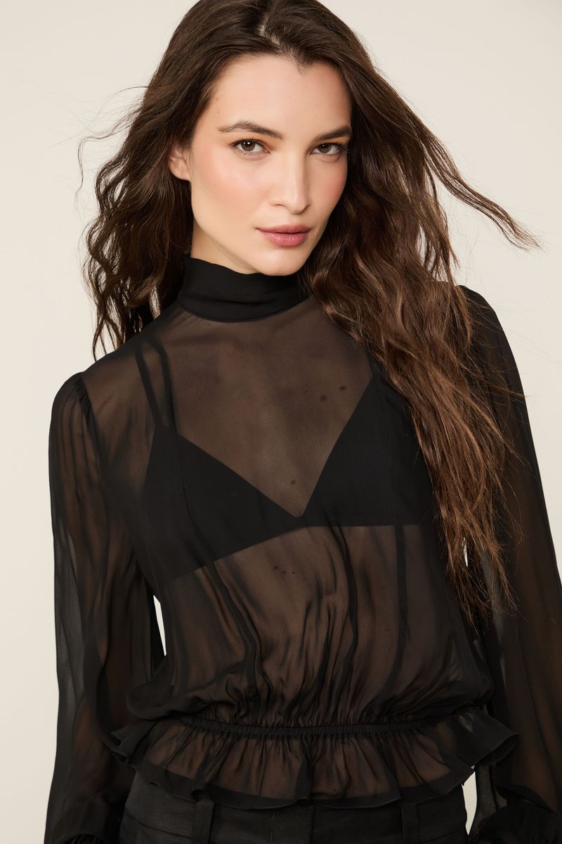 Blusa Livia Com Renda Preto