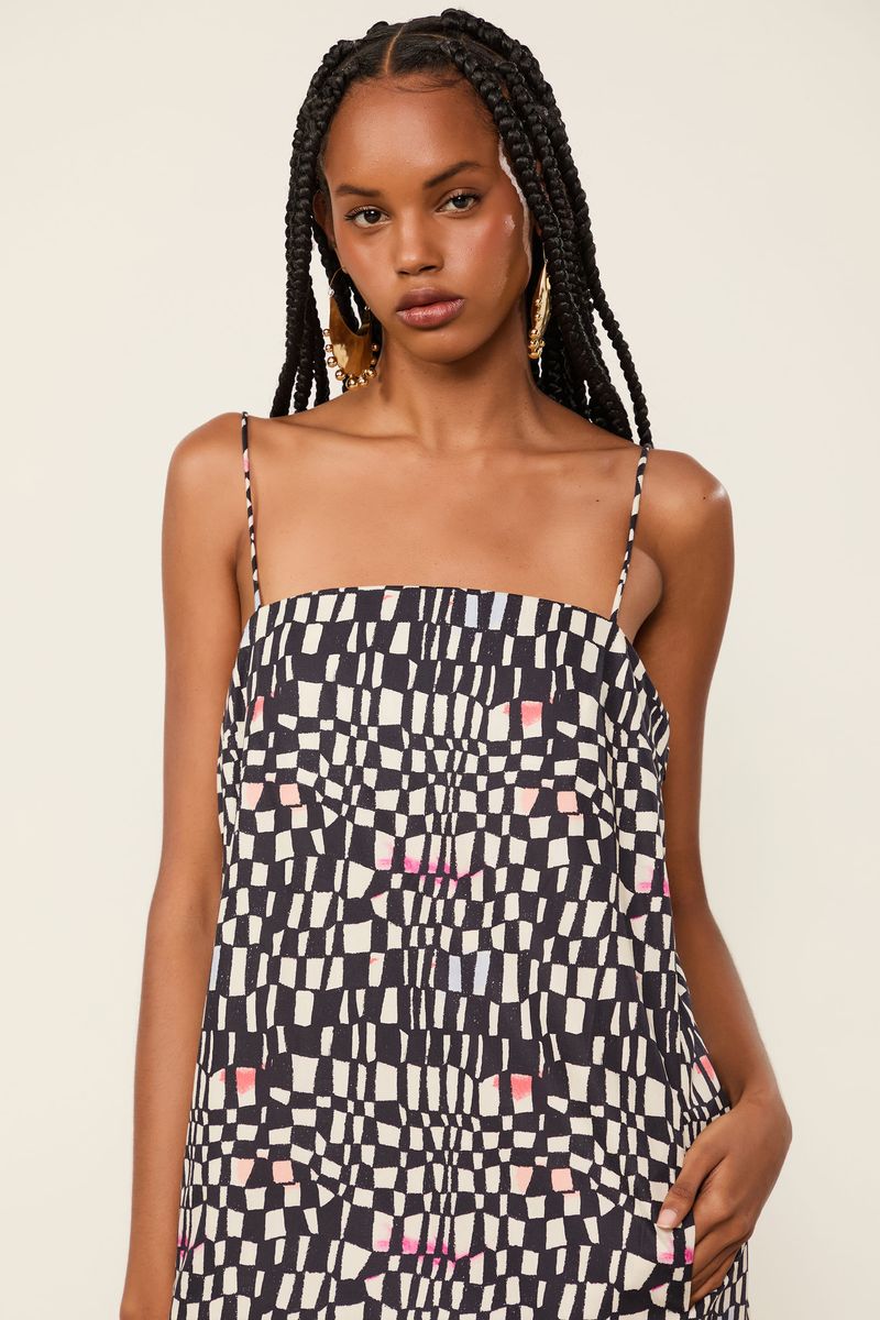 Vestido De Algodão Curto Estampado