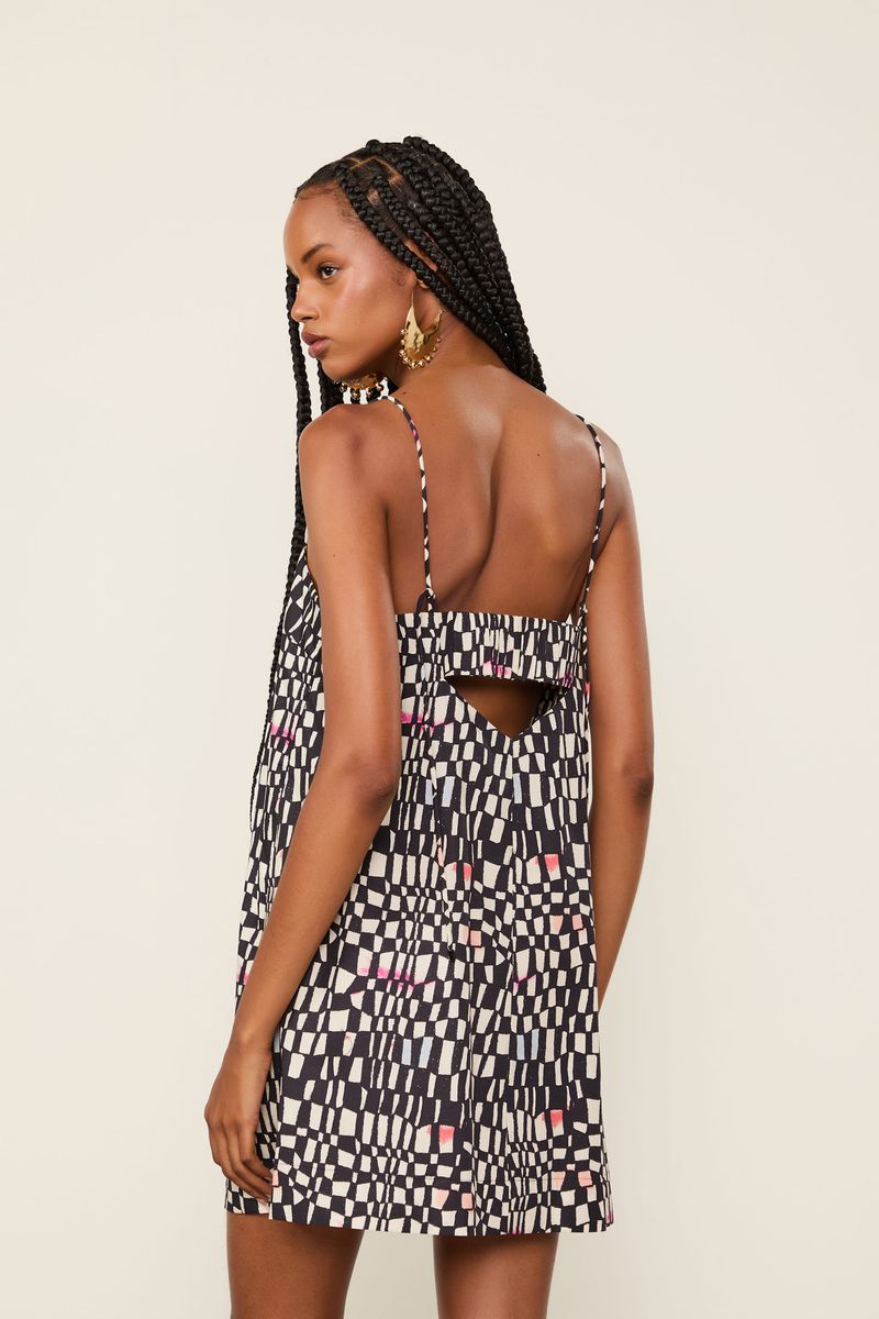 Vestido De Algodão Curto Estampado